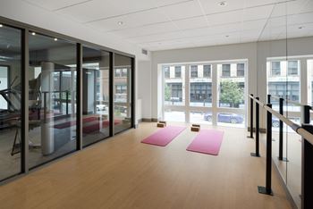 Yoga studio with barre